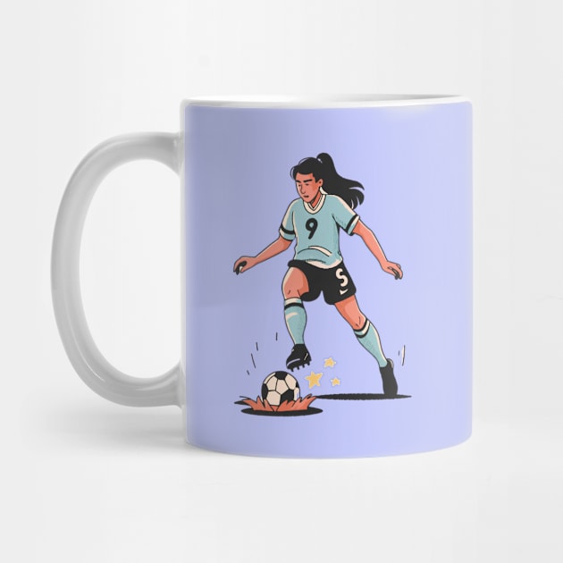 90s Nostalgia Minimalist Girl Kicking Football | Women's Soccer Enthusiast Design by Tecnofa